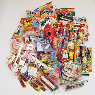 Assorted Japanese Junk Food Snack "Dagashi" Boxful of 95 Packs